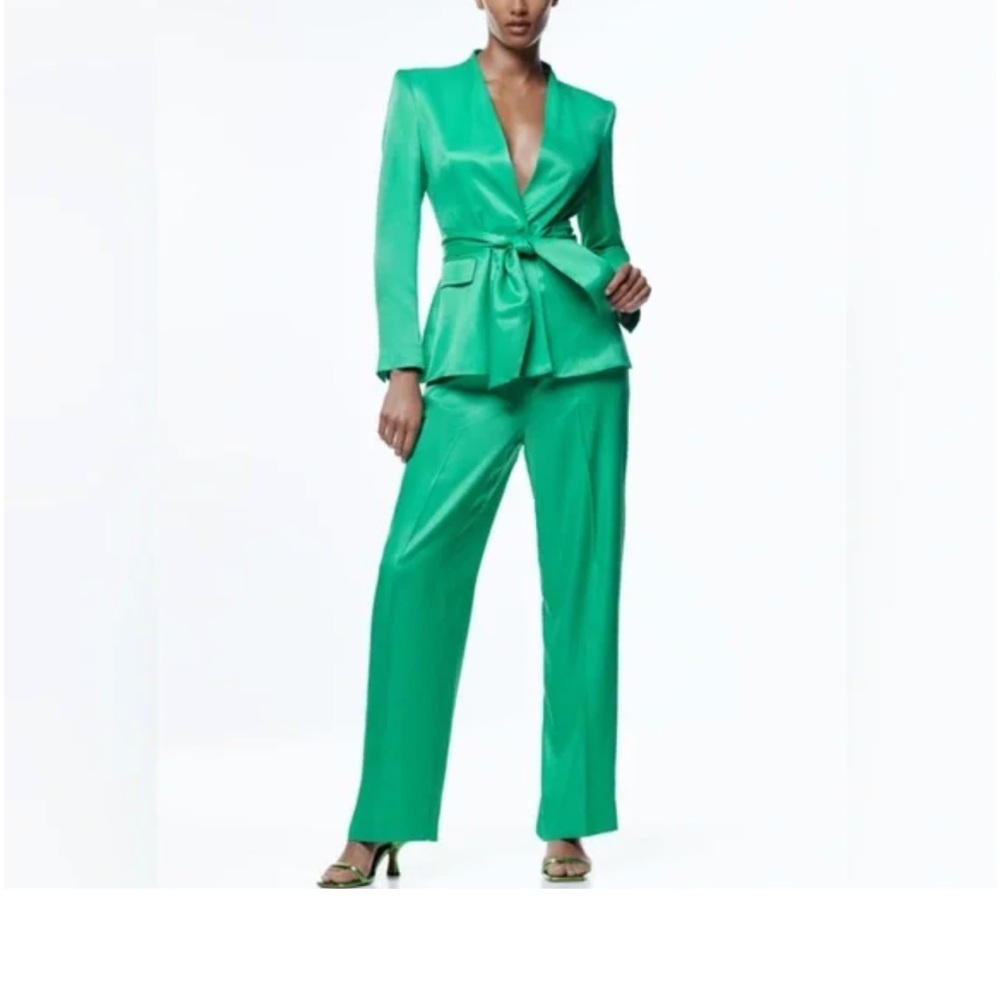 Zara Silky Kelly Green Suit